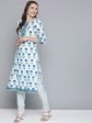 HERE&NOW Floral Printed Regular Pure Cotton Kurta with Churidar & With Dupatta Cheap