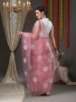 Saree Mall Mauve & White Floral Embroidered Organza Banarasi Sarees Discount