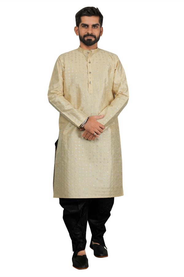 DEIANA S Fancy Black Dhoti Embroidery kurta Set For Men s (Cream) For Discount