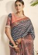 Blue Bhagalpuri Silk Stripe printed with Stone Work & Hand Work Saree - Norita Nirvi For Cheap