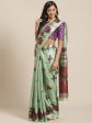 Saree Mall Green & Purple Ethnic Motifs Print Bhagalpuri Saree For Discount