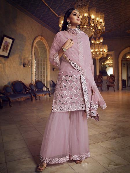 Myra Baby Pink Heavy Beautiful Embroidered Gharara Suit Online