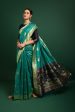 Vishnu Weaves Women s Rama Tussar Silk Zari Woven Saree with Blouse Online Sale