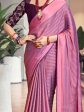 Saree Mall Magenta & Purple Striped Zari Saree Online Sale