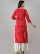 HERE&NOW Red & White Bandhani Printed Gotta Patti Straight Kurta Online