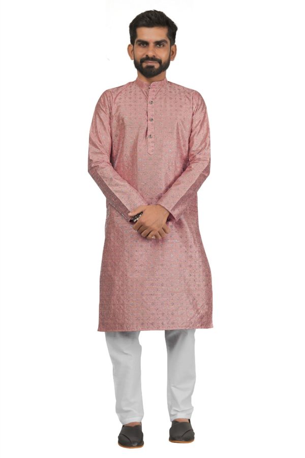 DEIANA S Fancy Embroidery kurta Payjama Set For Men s (Peach) Online Hot Sale