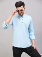 VM by Vastramay Men s Aqua Cotton Blend Kurta For Cheap