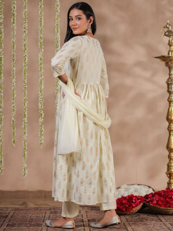 Anubhutee Ethnic Motifs Pure Cotton Kurta & Palazzos With Dupatta Fashion