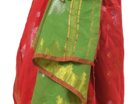 Desh Bidesh Woven Handloom Cotton Silk Saree (Light Green) For Discount