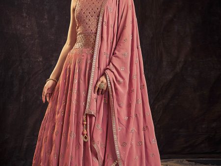 Myra Pink Real Georgette Designer Gown Style Suit For Cheap