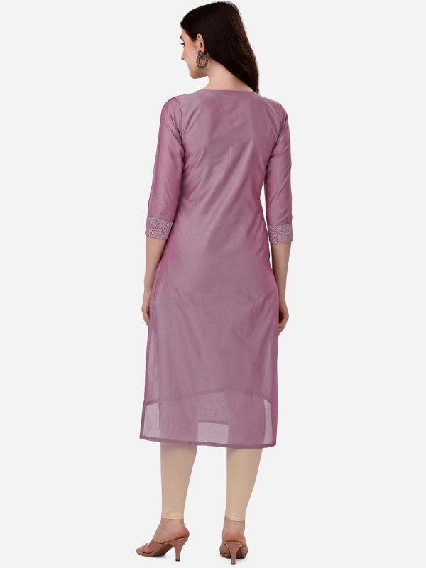 HERE&NOW Floral Embroidered Thread Work Chanderi Cotton Kurta For Discount