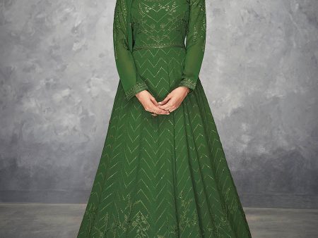 Myra Beautiful Green Georgette Embroidered Anarkali Suit Sale