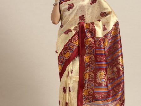 Saree Mall Ethnic Motifs Art Silk Ikat Sarees on Sale