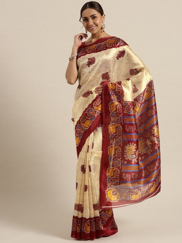 Saree Mall Ethnic Motifs Art Silk Ikat Sarees on Sale