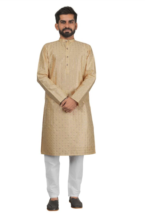 DEIANA S Fancy Embroidery kurta Payjama Set For Men s (Cream) For Discount