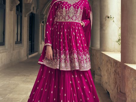 Myra Rani Real Georgette Gharara Style Embroidered Suit For Sale