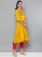 HERE&NOW Floral Yoke Design Regular Thread Work Kurta with Trousers & With Dupatta Supply