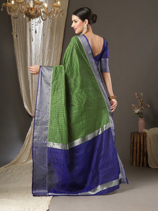 Saree Mall Checked Zari Taant Traditional Sarees Discount