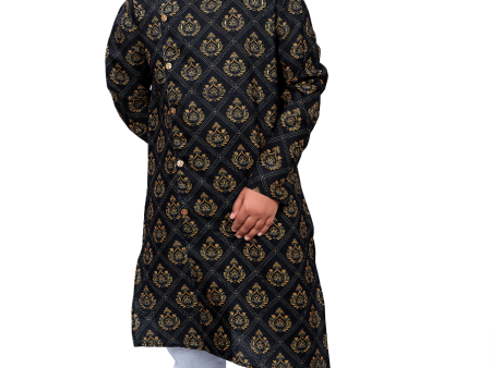 DEIANA S Casual Designer Kurta Pyjama Set For Boys And kids (Black With Golden) Online now