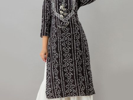 HERE&NOW Black Bandhani Printed Gotta Patti Kurta with Sharara Online