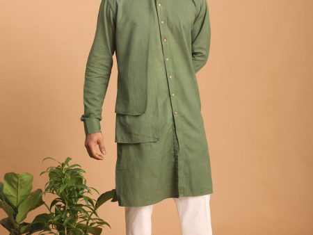 Shvaas by Vastramay Men s Green Cotton Kurta And Pyjama Set For Discount