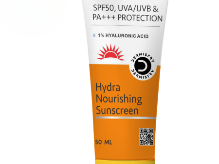 Dermistry 1% Hyaluronic Acid Ultra Hydrating Sunscreen for Dry Skin SPF 50 UVA UVB PA+++ Protection For Sale