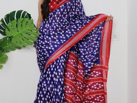 Saree Mall Ethnic Motifs Printed Pure Cotton Ikat Sarees For Sale