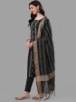 HERE&NOW Green Striped Pure Cotton Kurta With Trousers & Dupatta For Sale