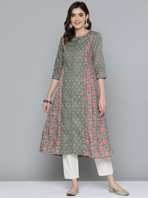 HERE&NOW Pure Cotton Ethnic Motifs Printed Kurta For Discount