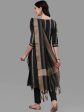 HERE&NOW Green Striped Pure Cotton Kurta With Trousers & Dupatta For Sale