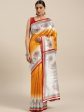 Saree Mall Mustard Yellow Printed Bhagalpuri Saree Online Sale