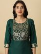 HERE&NOW Green Floral Yoke Design Gotta Patti Kurta Discount