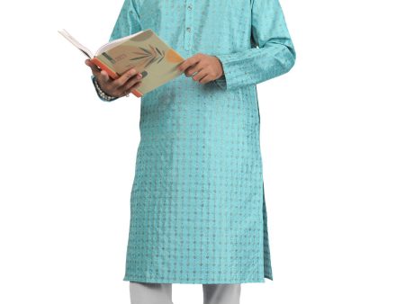 DEIANA S Fancy Embroidery kurta Payjama Set For Men s (Sky Blue) Cheap