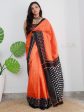 Saree Mall Orange & Black Ethnic Motifs Printed Pure Cotton Sarees For Cheap