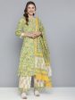 HERE&NOW Floral Printed Regular Pure Cotton Kurta with Palazzos & With Dupatta Discount