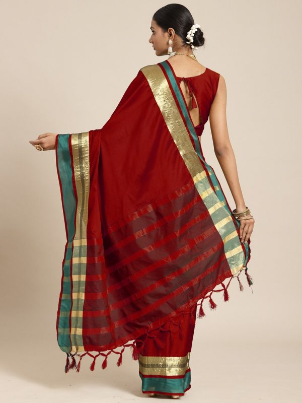 Saree Mall Maroon & Gold-Toned Zari Silk Blend Uppada Sarees Hot on Sale