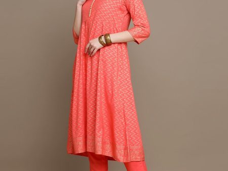 HERE&NOW Chevron Printed Kurta with Trousers & Dupatta Fashion