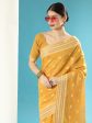 Vishnu Weaves Women s Mustard Lucknowi Cotton Chikankari Woven Saree with Blouse Supply