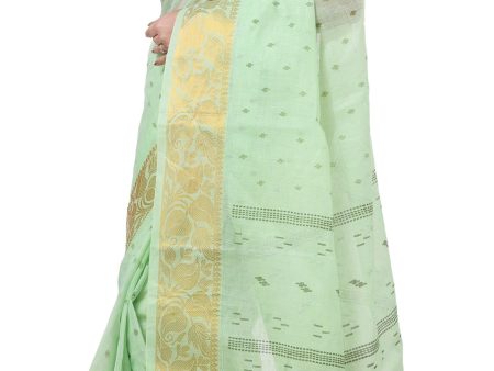 Desh Bidesh Woven Handloom Pure Cotton Saree (Green) Online now