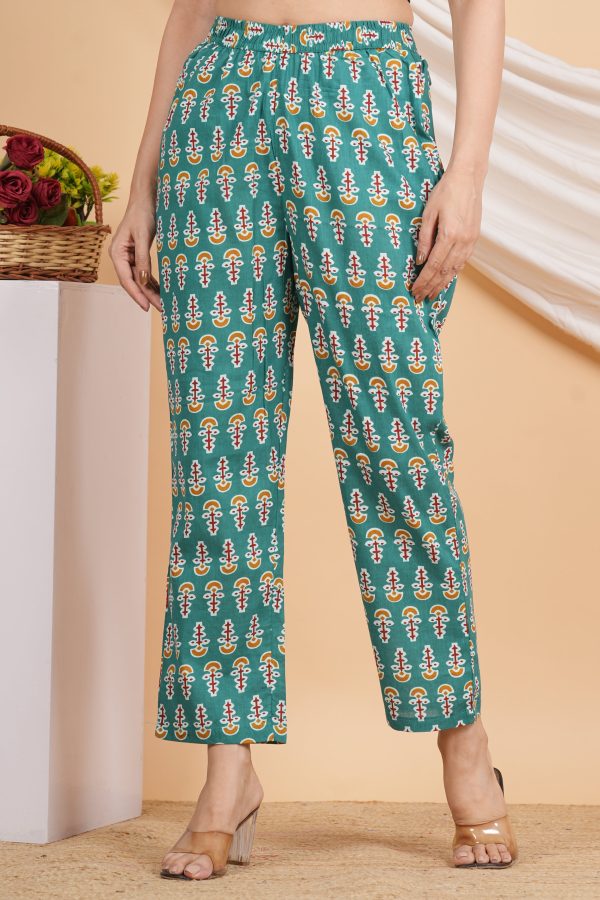 House of RP Women Green Cotton casual Trouser For Sale