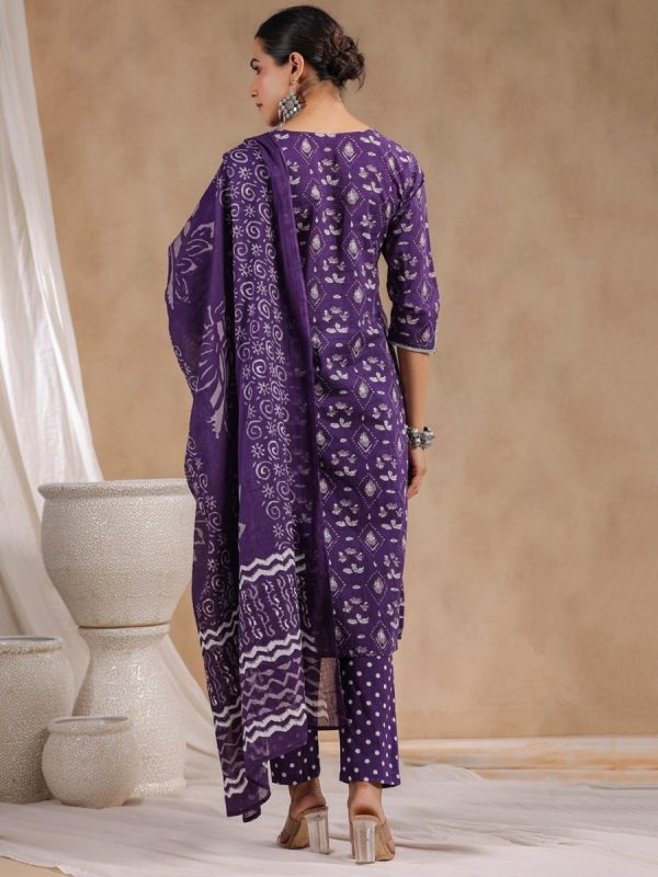 Anubhutee Ethnic Motifs Printed Gotta Patti Pure Cotton Kurta With Trousers & Dupatta For Cheap