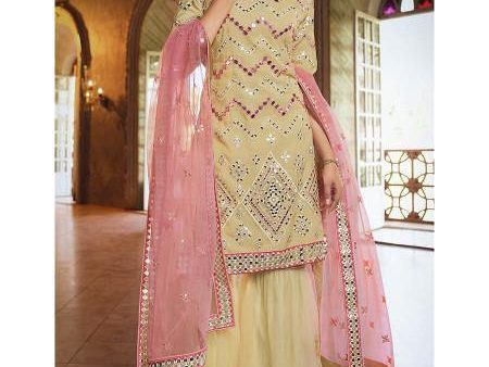 Myra Beige Heavy Embroidered Gharara Suit Fashion