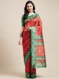 Saree Mall Red & Green Bandhani Printed Saree Supply