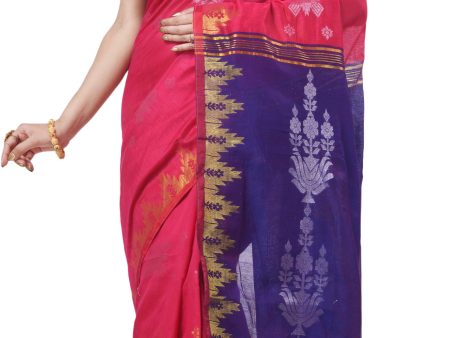 Desh Bidesh Woven Handloom Cotton Silk Saree (Pink) Fashion