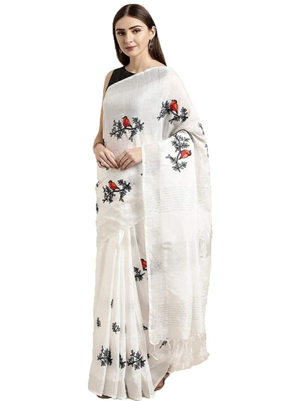 Anni Designer Women s Woven Linen Saree Online Hot Sale