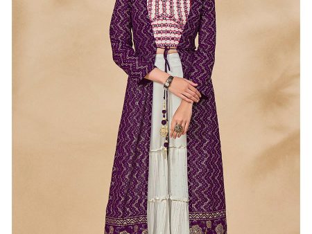 Myra Purple Jacket Style Sharara Suit Sale