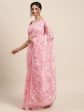 Saree Mall Pink Floral Embroidered Organza Sarees Online Sale