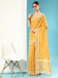 Vishnu Weaves Women s Mustard Lucknowi Cotton Chikankari Woven Saree with Blouse Supply