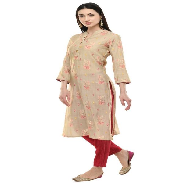 Lagi Women s Pink Printed Straight Kurta & Pant (MC45A) Supply