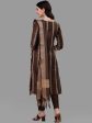 HERE&NOW Brown Striped Regular Pure Cotton Kurta With Trousers & Dupatta Supply